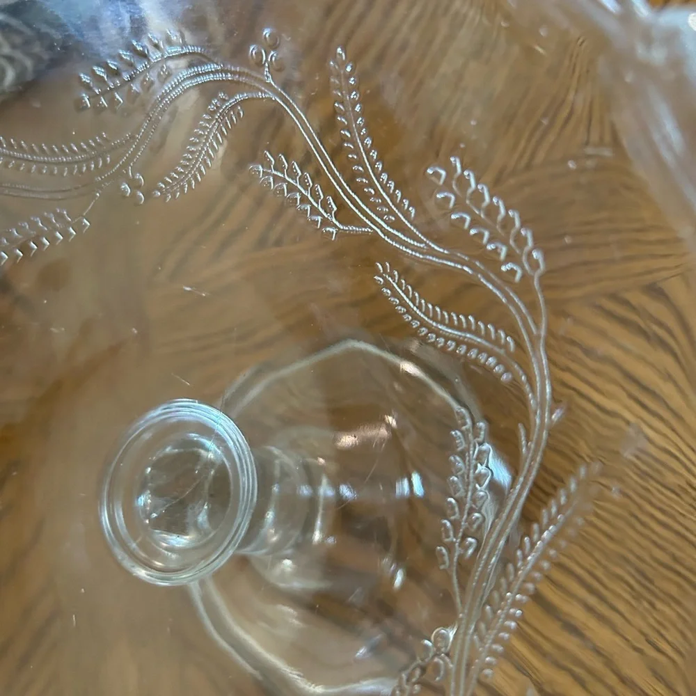 Antique Engraved Glass Footed Compote